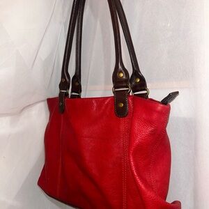 Elegant Red Leather Tote Bag